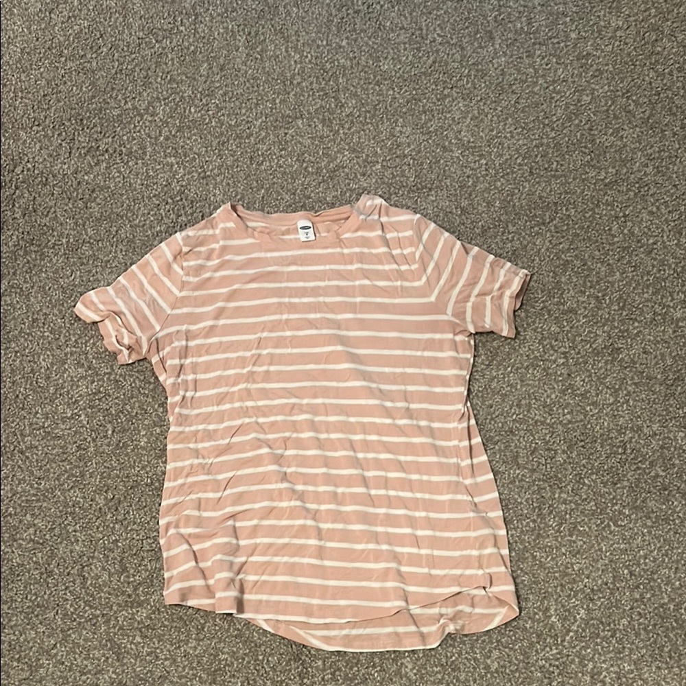 Old Navy Pink Striped Short Sleeve Tee